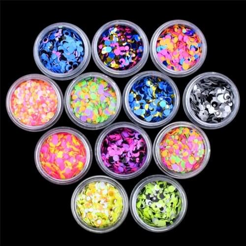 UIWE126-12Box/lot 1-2mm Mix candy colors Round Blink Spark Glitters Shiny Powder Dust for Craft & Nail Art Design Decoration