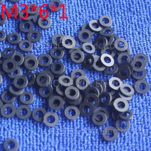 M3*6*1 Black 100pcs Nylon Washer Plastic Flat Spacer Washer Thickness circular round Gasket Ring High Quality circular