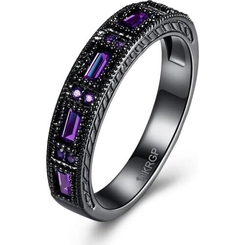 Mystic black Wedding Bands eternity Finger Rings For Women 2017 Round Circle Created Zirconia CZ fine Ring Jewelry
