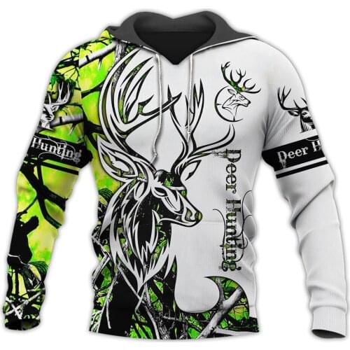 2021 3D Print Men Zip Hoodie Deer Hunting Graphic Sweatshirt Streetwear Oversize Casual Pullover Harajuku Hoodie Shirt Homme
