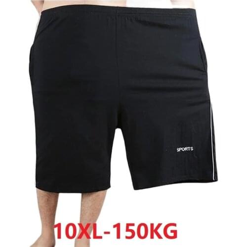 Plus size 10XL 150kg Men big shorts summer cotton large stretch sports casual loose large size black shorts