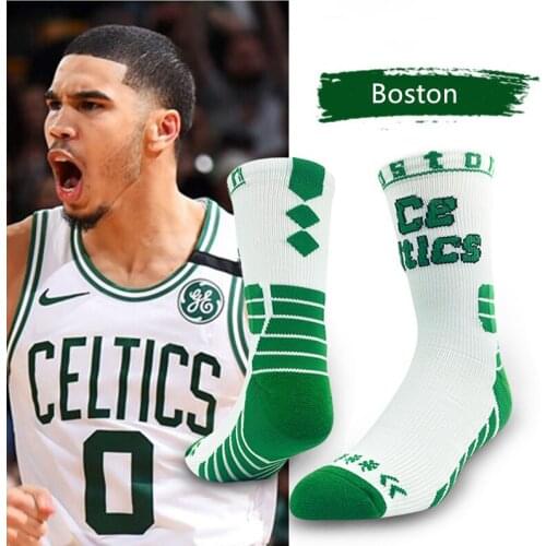 Boston Green Army Super Star USA Basketball Team Elastic Socks Elite Thick Sports Non-slip Durable Skateboard Towel Bottom Sox