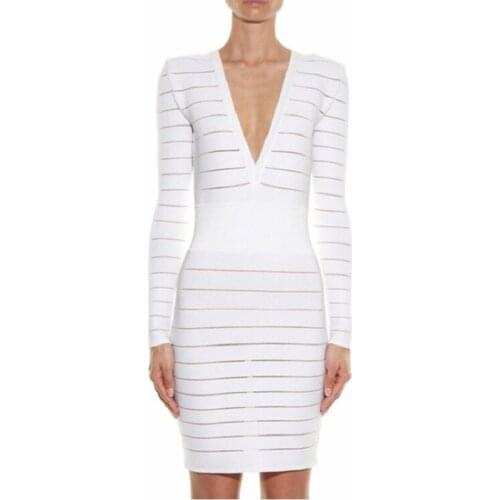 New Fashion Hot Selling Sample Classic White Party Women Bandage With Strap Design Causal Outfit Vestido Wholesale Online