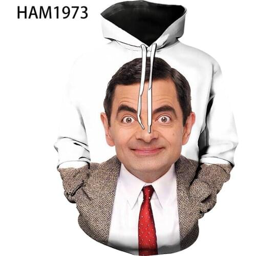 Rowan Atkinson New 3D Classic Funny Print Hoodie Sweatshirt Mens and Womens Childrens Fashion Loose Casual Cool Pullover