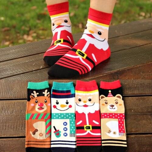 NEW Christmas Cartoon Deer Bear Cotton Winter Warm Women Socks Casual Calcetines Mujer