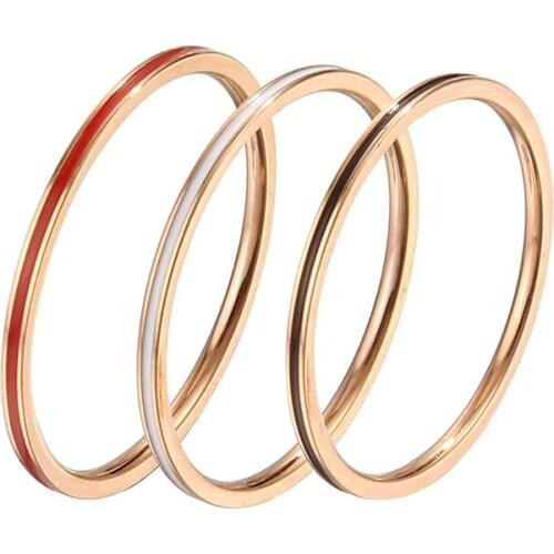 Original s925 sterling silver 1mm very fine three-color enamel rose gold ring 2021 woman fashion DIY jewelry gifts Free shipping
