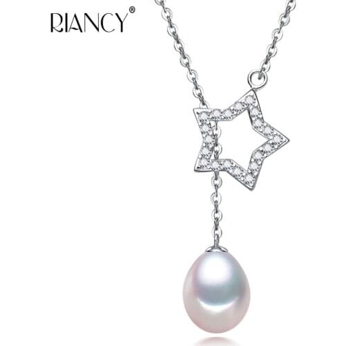 New Pearl Necklace Natural Freshwater Pearl Lucky Star adjustable Necklace Pendant 925 Sterling Silver Jewelry For Women Gift