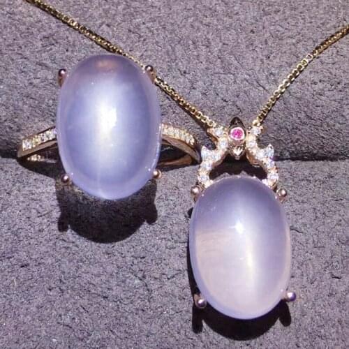 Per jewelry Natural real rose quartz simple jewelry set 1pc ring 1pc pendant 7.5ct*2pcs gemstone 925 sterling silver J204610