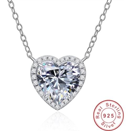 Love Heart cut 4ct Diamond Pendant 100% Real 925 Sterling Silver Party Wedding Pendants Necklace For Women Bridal Choker Jewelry