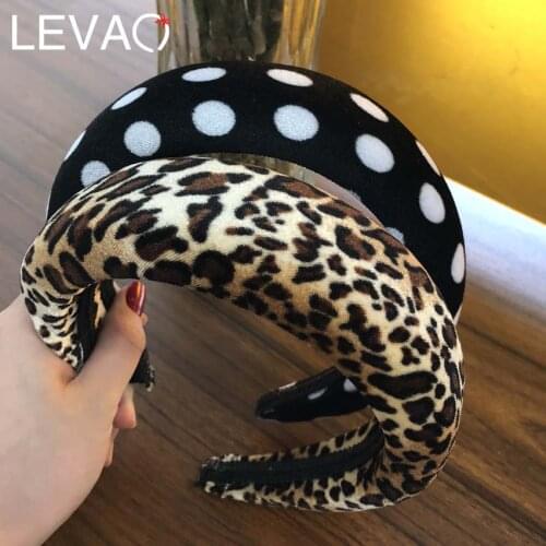 Levao Thick Velvet Leopard Women Headbands Accessories Hair Band Dot Printed Wide Headwear Velvet Geometric Hairbands