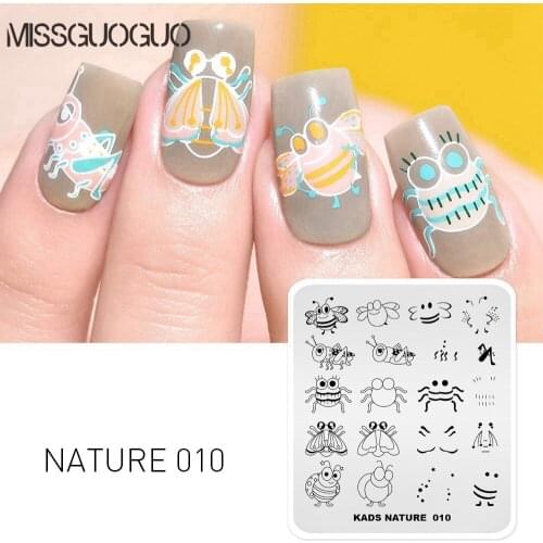 Nail Rectangle Stamping Template Cartoon Animal design Frog Grasshopper Manicure Nail Art Image Plate for Nail DIY Tools