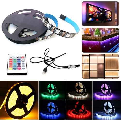 SALE 5V USB 2M IP20 LED Strip Lights TV Backlight 5050 RGB Colour Changing+ 24K Remote Wholesale Quick delivery Dropshipping