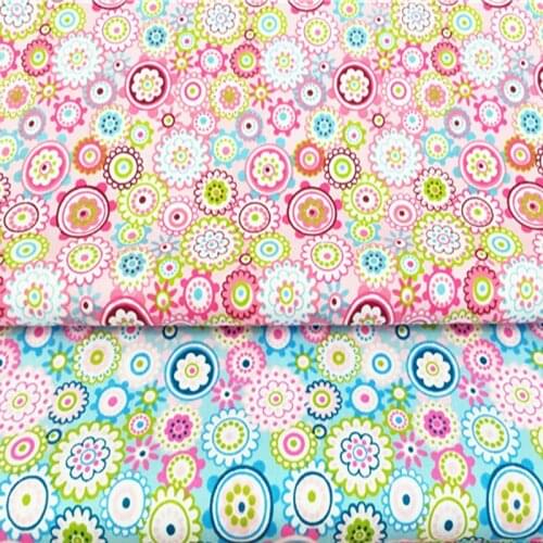 Romantic 50x40cm Pink Blue Sunflower Floral Cotton Fabric Bundle For DIY Sewing