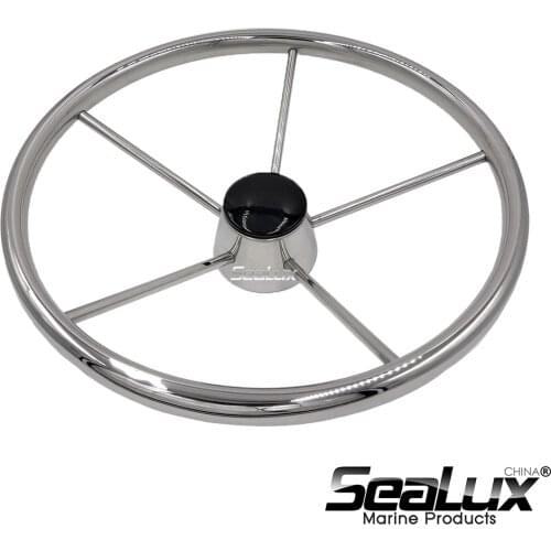 Sealux 13.5 inch Steering Wheel with Black PC cap Stainless Steel 304 for Marine Boat Yacht