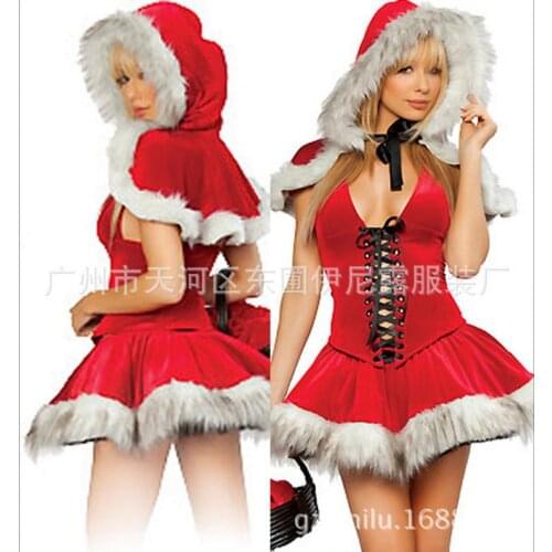 Sexy Christmas Adult Costume 3 Piece Loose Womans Cosplay Can Be Customized Fantasias Adulto Nightclub Party Dress WL44