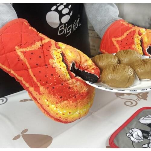 1PC Cute Crab Pliers Gloves Cotton Oven Gloves Foreign Trade Microwave Oven Anti-scald Baking Insulation Gloves