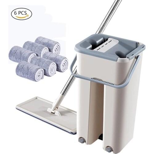 Magic Cleaning Mops Free Hand Mop with Bucket Floors Squeeze Flat Mop with Water Home Kitchen Floor Cleaner Steam Mop