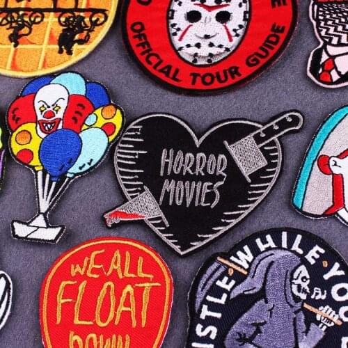 Horror Movie Embroidery Patches For Clothing Skull iron on patches For clothes DIY Stephen Kings It Badge Stripe Applique Decor