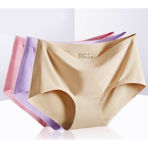 High Quality Women Underwear Ice silk M L XL Female Ultra-thin Seamless Panties Briefs Sexy Ladies Girls Lace lingerie Summer