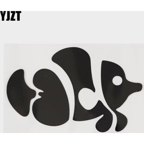YJZT 13.8CM×8.9CM Funny Clownfish Vinyl Car Sticker Black/Silver Decal Bumper 18A-0305