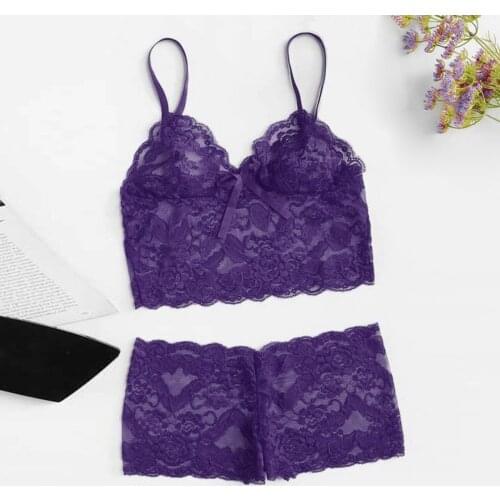 Womens Sexy Lingerie Nightwear Bowknot Bra And Panties Set Quality Lace Lingerie Set Plus Size S-5XL Sensual Lingerie Woman