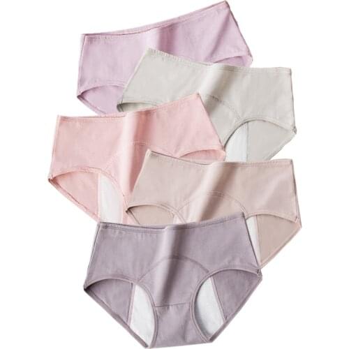 ZJX 5Pcs/set Leak Proof Menstrual Panties Women Widen Physiological Period Pants Female Underwear Girls Cotton Waterproof Briefs