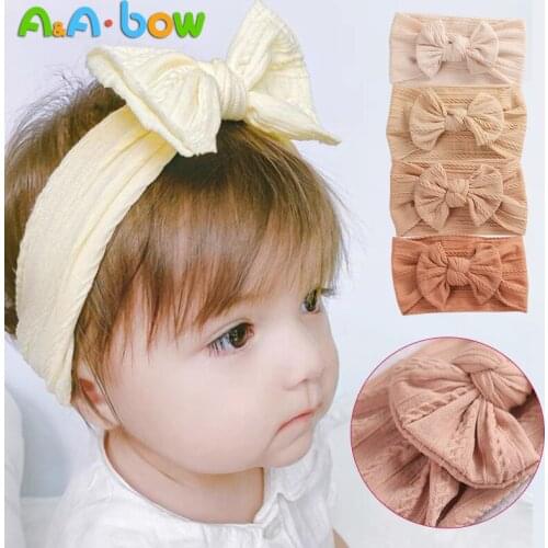 1pcs Cable Knit Bow Headband for Baby Girl 15cm Nylon Baby Headbands 32 Colors Headwear for Child Turban Baby Hair Accessories
