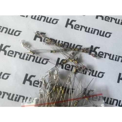 20pcs Neon Bulb Indicator Lamps 4mm Red Light Sign 4X10 Resistance Lampada