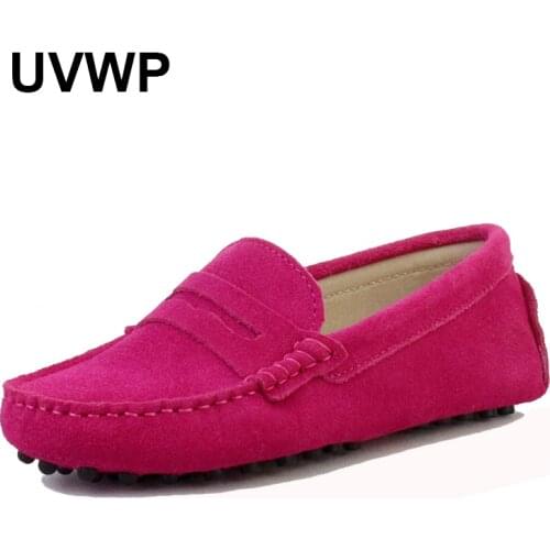2021 Shoes Women 100% Genuine Leather Women Flat Shoes Casual Loafers Slip On Womens Flats Shoes Moccasins Lady Driving Shoes