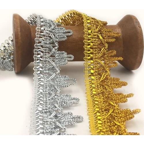 25m/lot 3cm Gold Lace Trimming Ribbon Tape diy Wedding Cosplay Clothes Sewing Gold Fringe fabric Handmade Headwear Ornaments