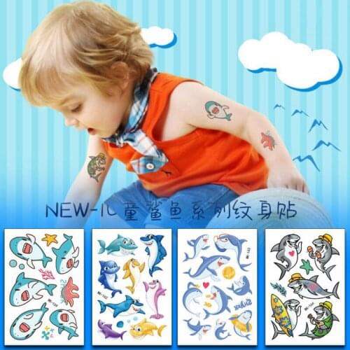 30pcs Temporary Tattoo Sticker Cute Sharks Fake Tattoos Body Art Hand Foot Kids Children