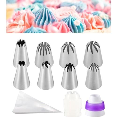 31pcs Tulip Icing Piping Nozzles Pastry Cream Tips Russian Stainless Steel Pastry Nozzles Confectionery Tool Baking Pastry Bag