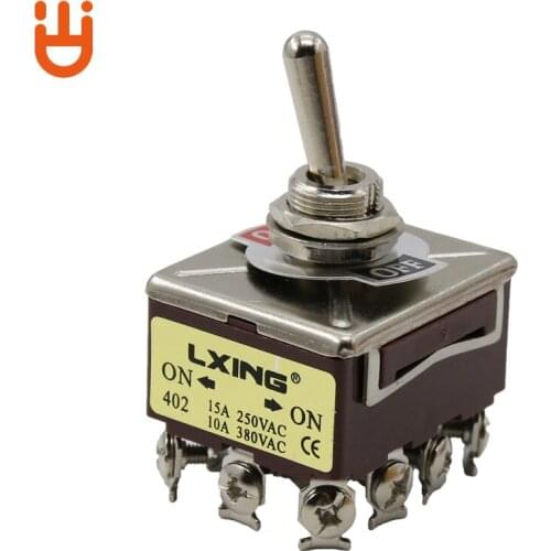 402 button switch rocker arm toggle shaking head switch power switch 12 legs two gears silver contact