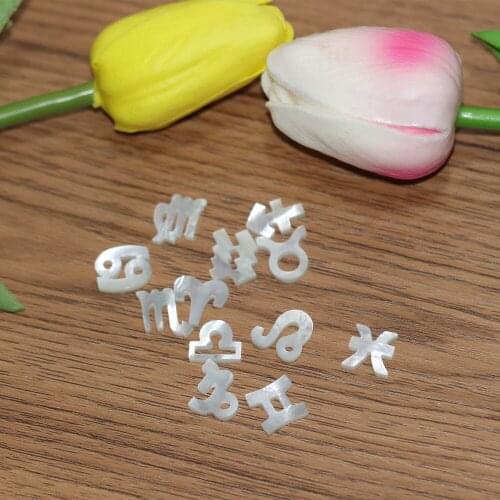 5 Sets Best Sale!! 12 Zodiac & Horoscope Natural Mother of Pearl Shell for DIY Jewelry Zodiac Sign MOP Pearl Shell