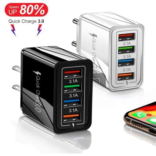 USB Charger Quick Charge 4.0 3.0 3.1A Fast Charging Power Adapter Charger For Samsung iPhone 11 7 X 4 Ports Mobile Phone Charger