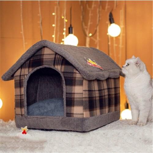 Hot sale Large Pet Dog Bed cat house cave Comfortable Print Kennel Mat For Pet Puppy Winter Summer Foldable Cat Bed Pet Supply
