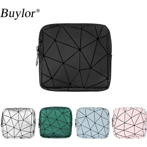 Buylor Makeup Bag Rhombus Organizer Comestic Holder HandBags Organizer Menstrual Pad Storage Bag Girl Sanitary Napkin Organizer