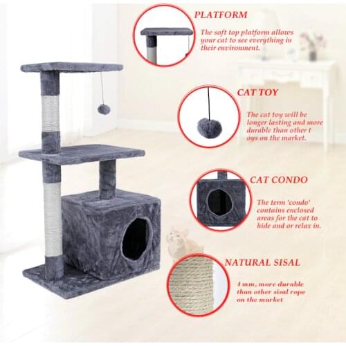 Cat Condos Domestic Delivery Cat Trees Cat Climb Frame Cat Furniture Scratchers Pet Supplies 2 Color Functional Kitten Play Toys
