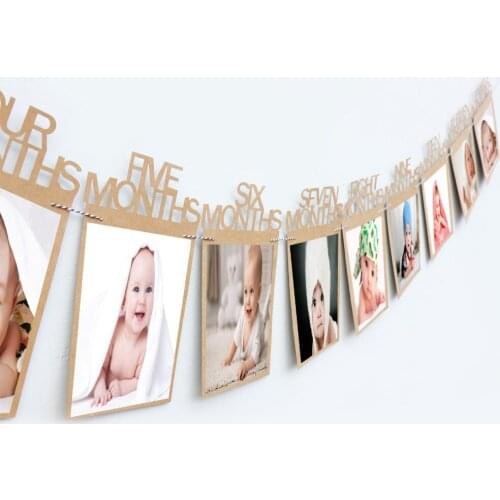 Baby Shower Photo 1st Birthday Photo Frame 1-12 Months Babys Photo Frame Holder Kids Birthday Party DIY Gift Home Decorations