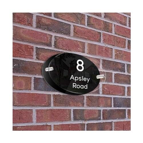 Personalised Door Number Acrylic Glass Effect Plaques Road Name Signs Plates Customized Address Multiple Colors