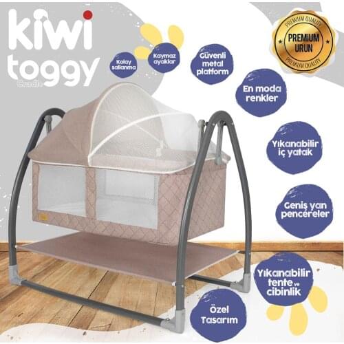 Kiwi Toggy Sallanabilir Metal Platformlu Anne Yanı Portatif Bebek Beşiği