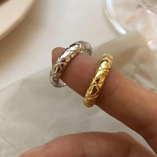 Foxanry Minimalist 925 Sterling Silver Finger Rings New Fashion Creative Geometric Vintage Gold Plated Bride Jewelry Gifts