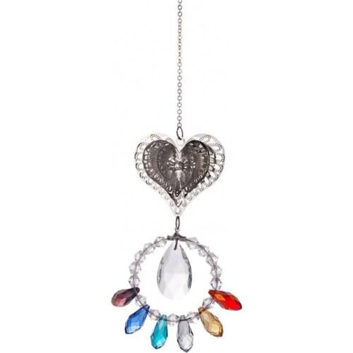 60% Hot Sale Suncatcher Angel Heart Faux Crystal Window Car Hanging Pendant with Olive Bead Window Curtains Pendant 2021 New