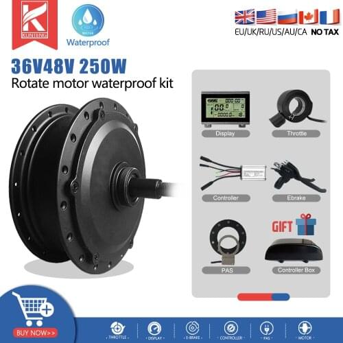 Electric Bicycle Conversion Kit Rear Rotate Hub Motor 36V/48V 250W All Waterproof Plug KT Display For Electric Bike Motor Kit