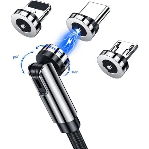 QICHSHJIN Magnetic Cable Type C Fast Charging Cable For iPhone11 Pro X Micro USB Magnet Charger Cord 540 Degree Rotating Wire 2m