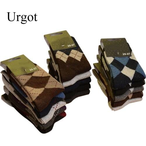 Urgot 5 Pairs Mens Wool Socks Winter Thicken Warm Terry Socks Male Business Casual Thermal Cotton Socks Men Comfort Calcetines