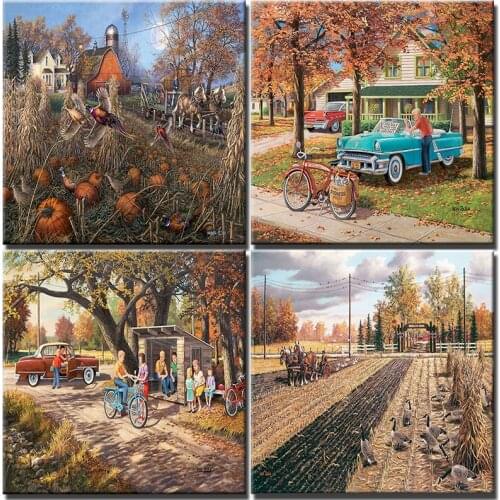 Scenery Paint By Numbers Farm Colorful Oil Picture Drawing Diy Kit For Adults Acrylic Painting Coloring By Number Decoration Art