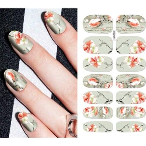 Nail sticker art decoration Peony Flower Bud slider adhesive Water Transfer decals manicure lacquer accessoires polish foil