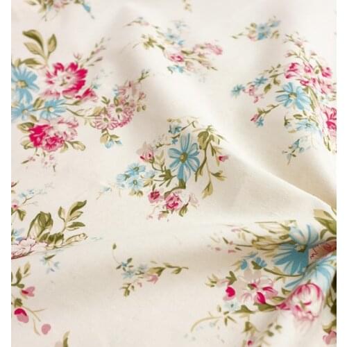 New Zakka Linen 50cm*140cm Pretty Chrysanthemum Printed Linen Fabric Fat Quarter Bundle Vintage Quilting Patchwork Tilda Fbric