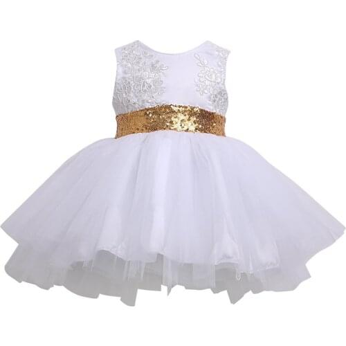 Toddler Newborn Baby Kid Girls Dress Lace Bow Sequins Wedding Princess Party Dresses Childrens Clothing Birthday Dress 6M-10Y